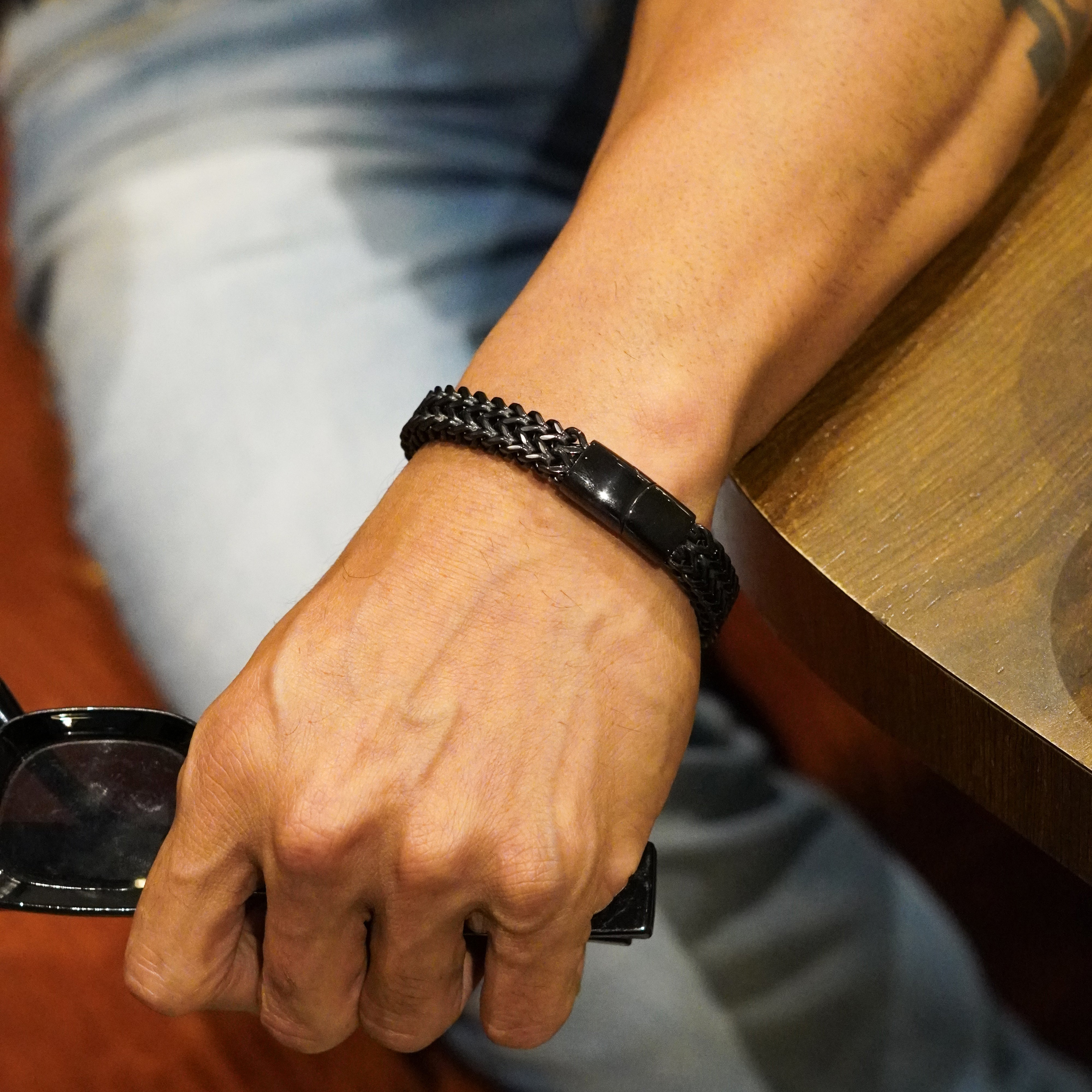 10MM Black Dual Curb Bracelet