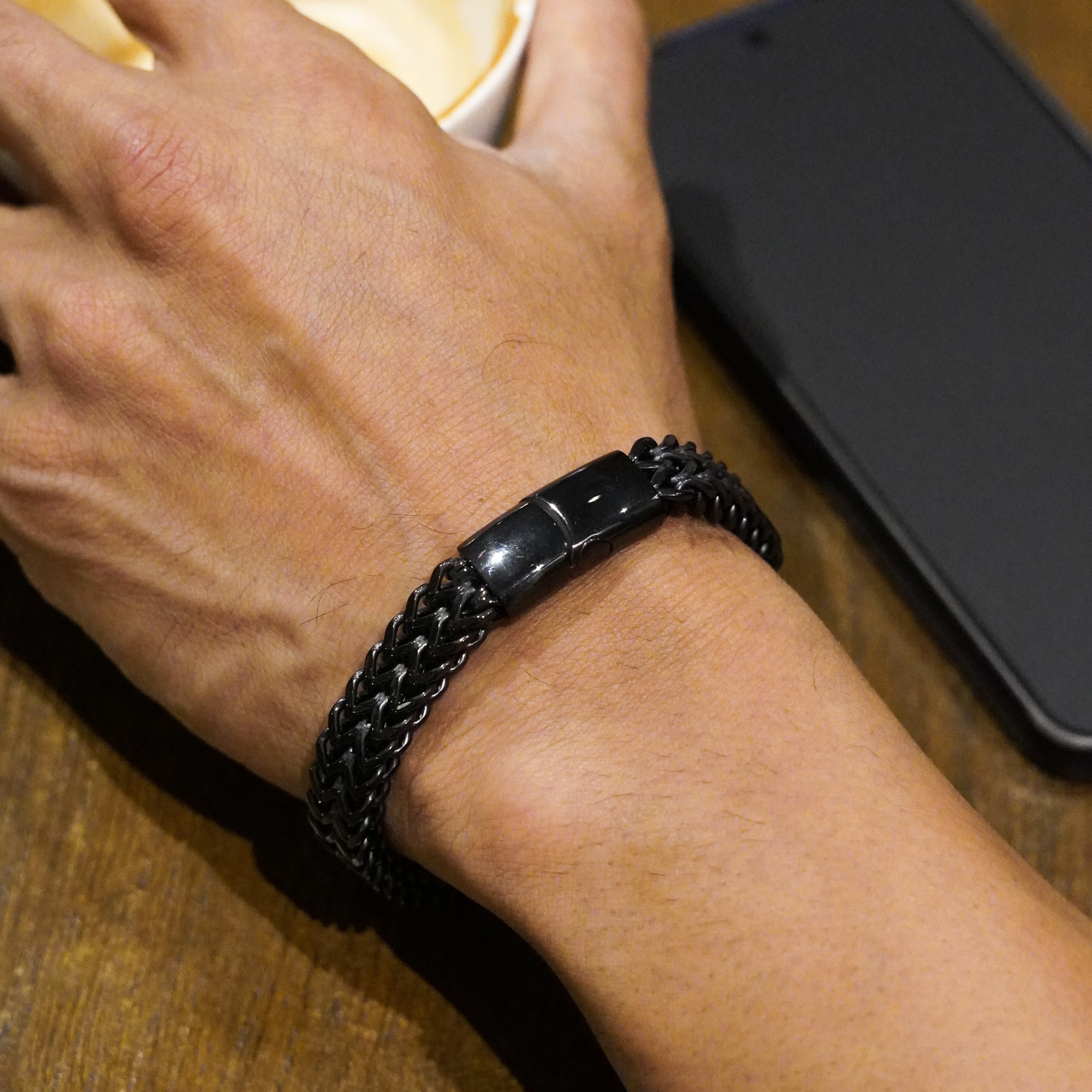 10MM Black Dual Curb Bracelet
