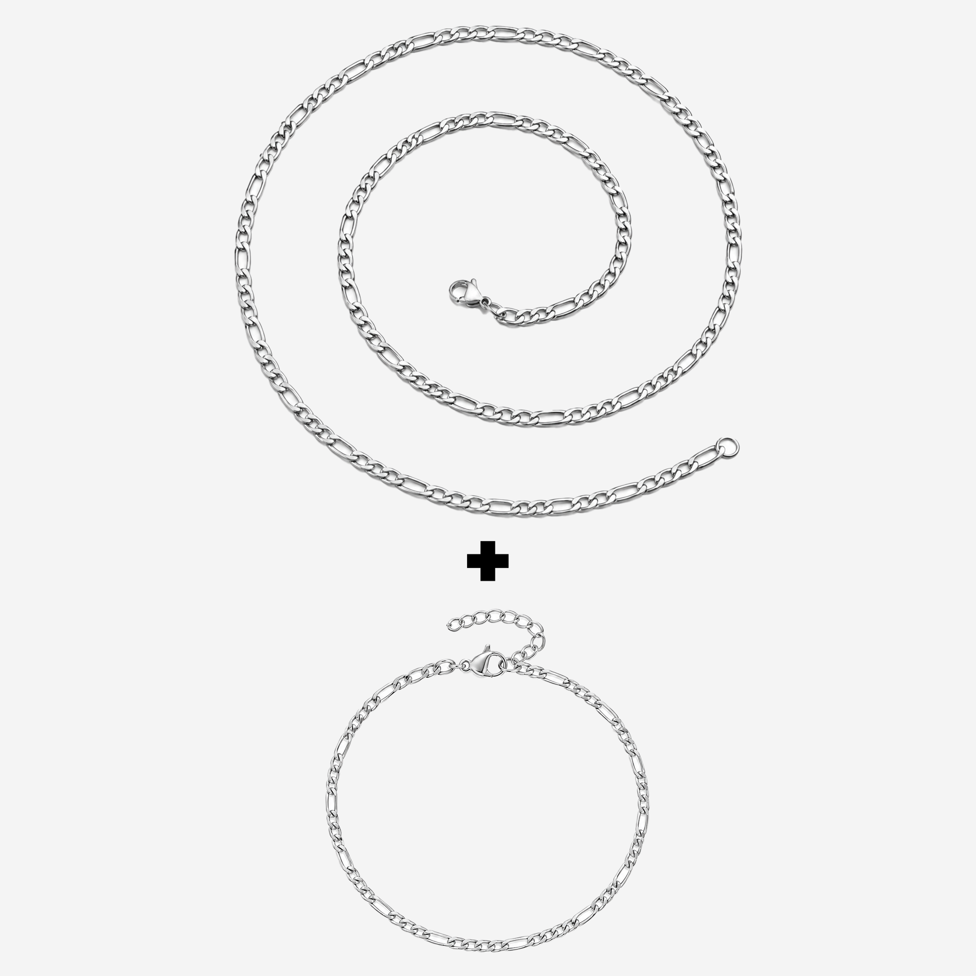 Figaro Chain + Bracelet Combo