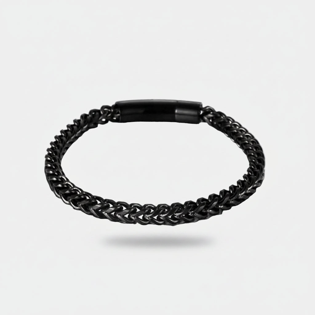 4MM Black Curb Bracelet With Barrel Clasp