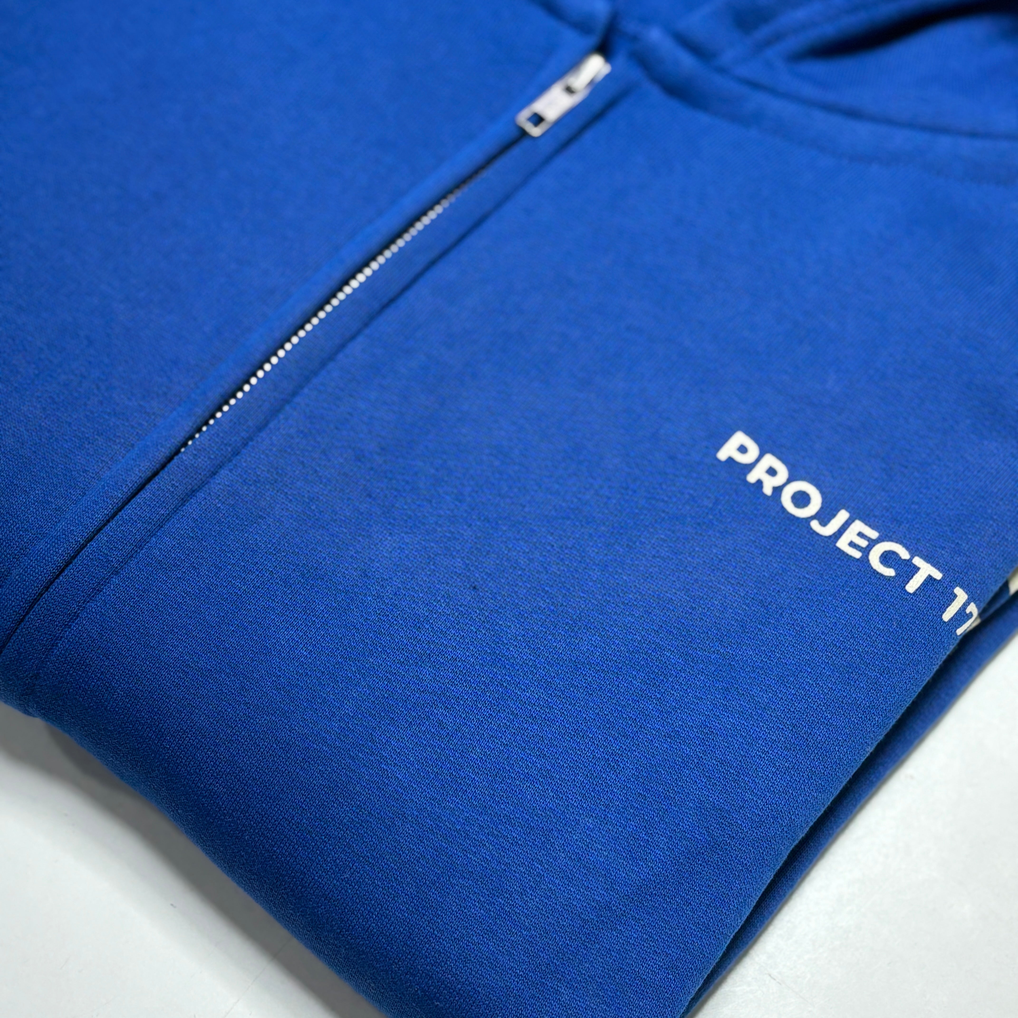 Patchwork Zip Hoodie Classic Blue