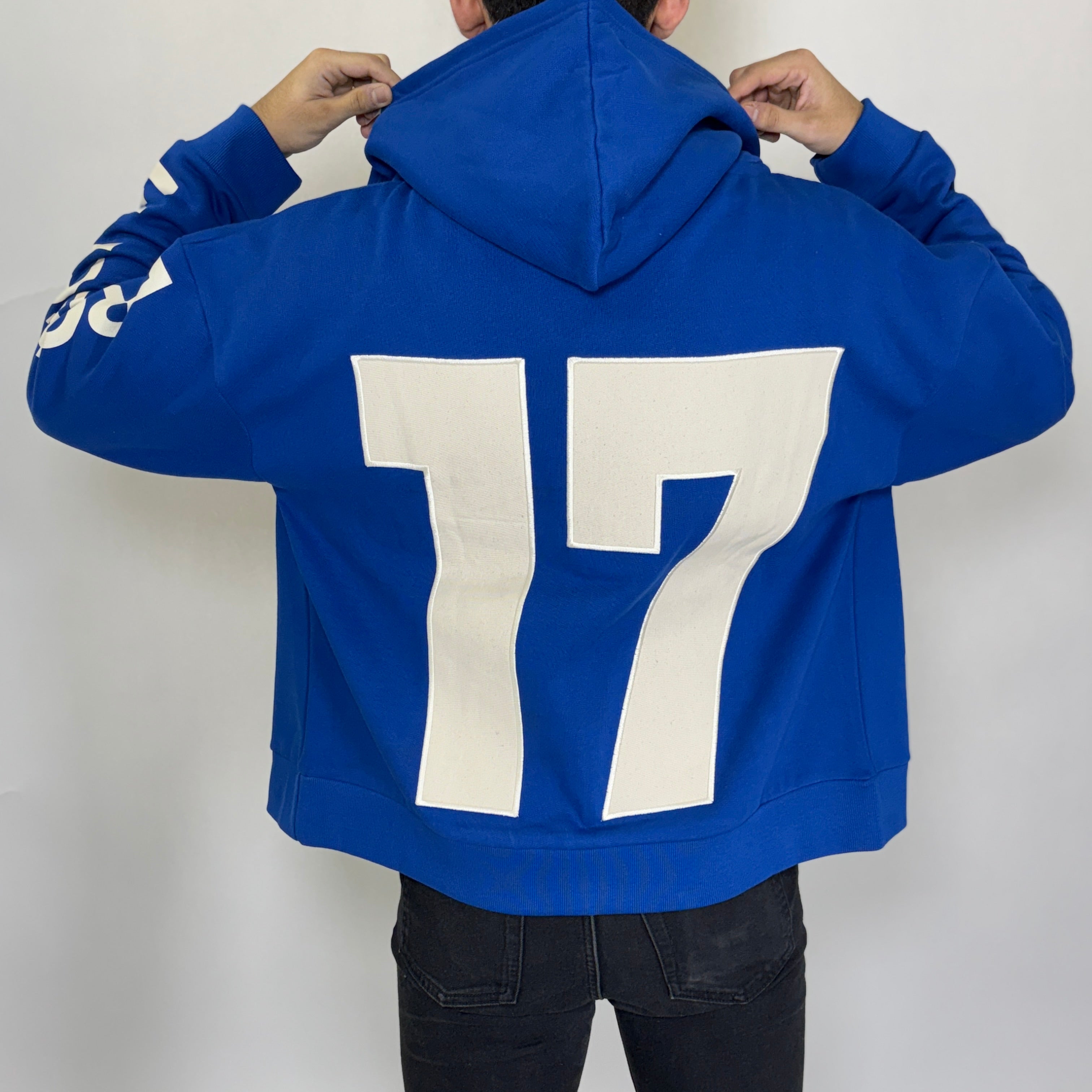 Patchwork Zip Hoodie Classic Blue