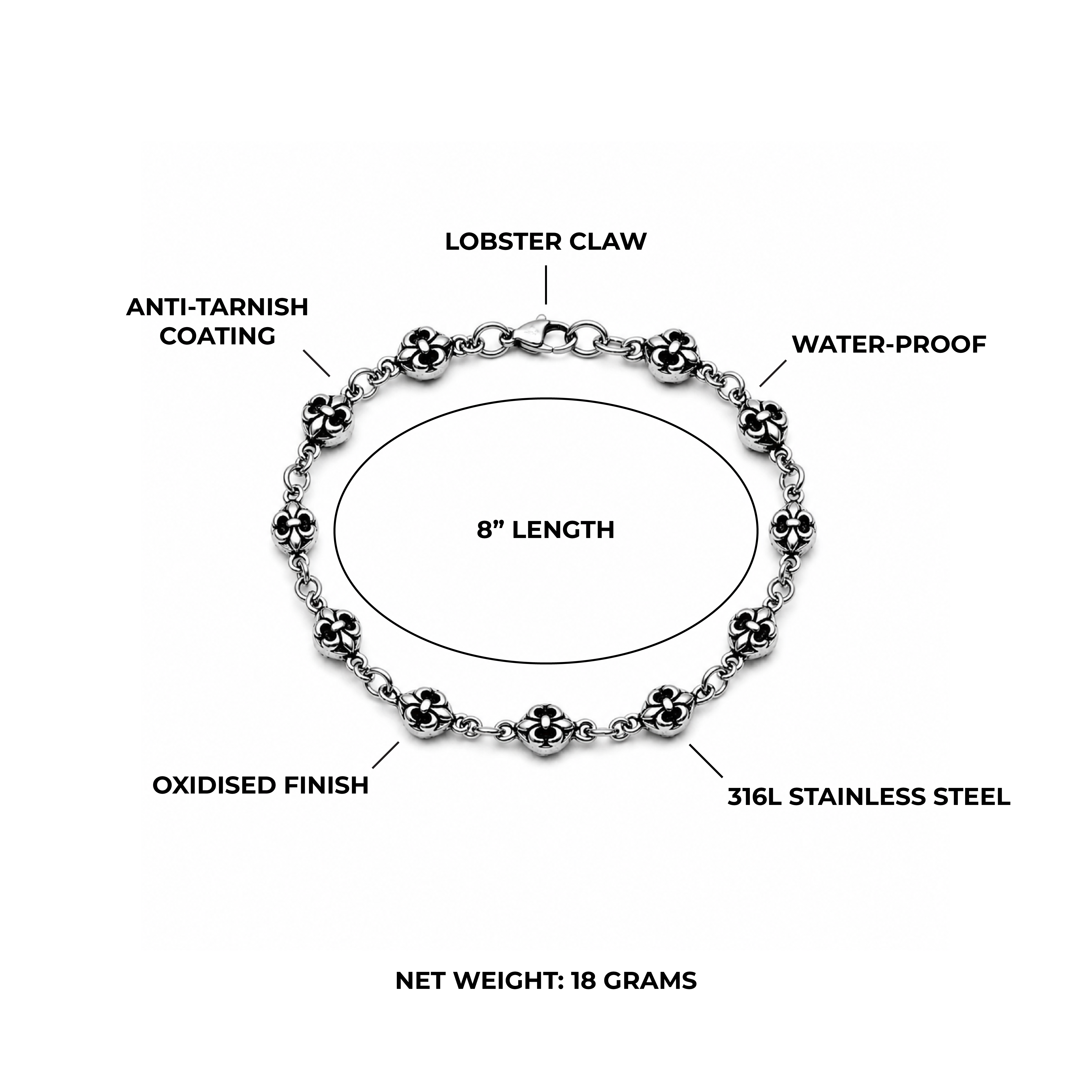 Iron Bloom Thin Bracelet