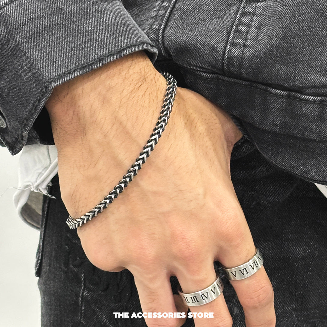 Obsidian Curb Bracelet 4MM