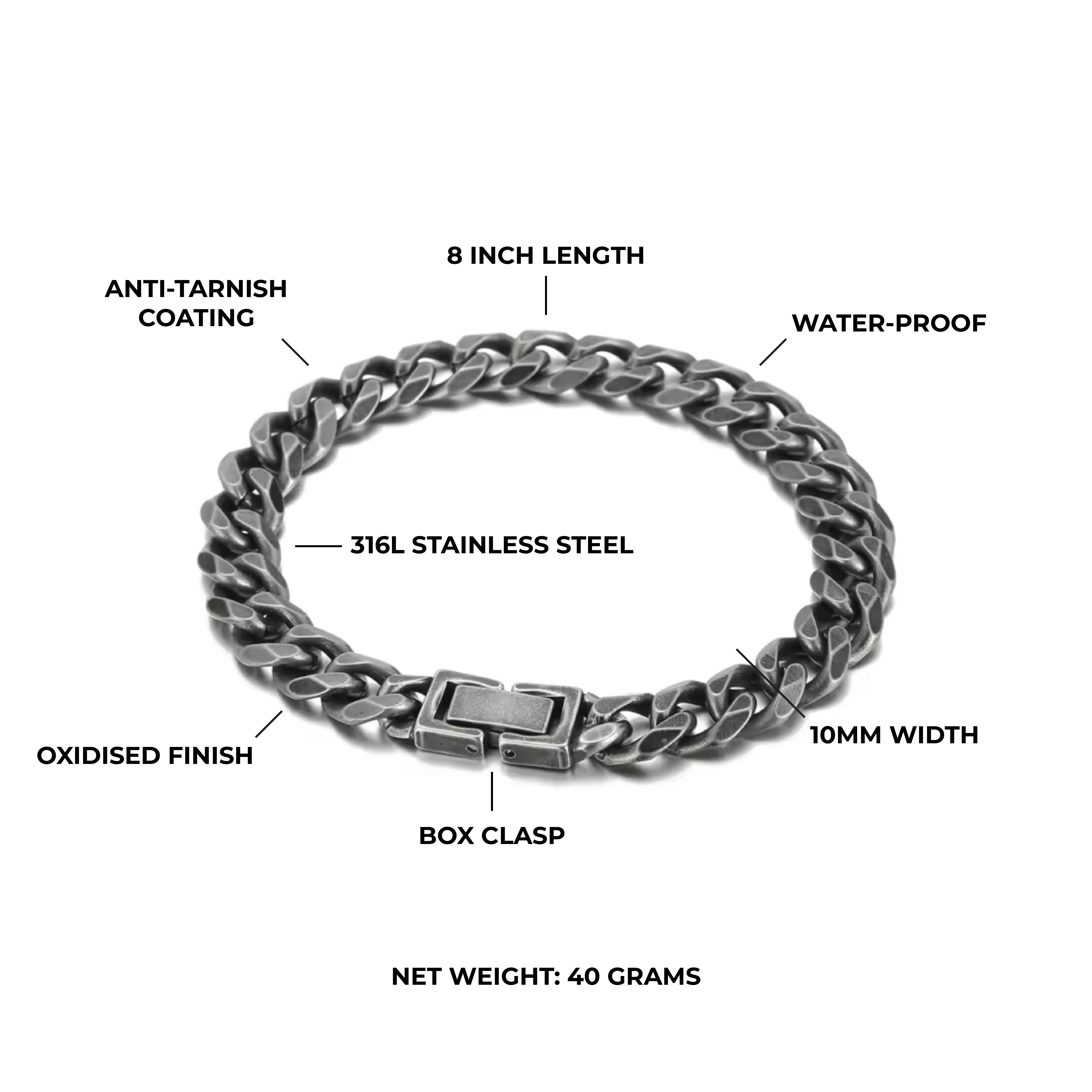 Obsidian Cuban Bracelet 10MM