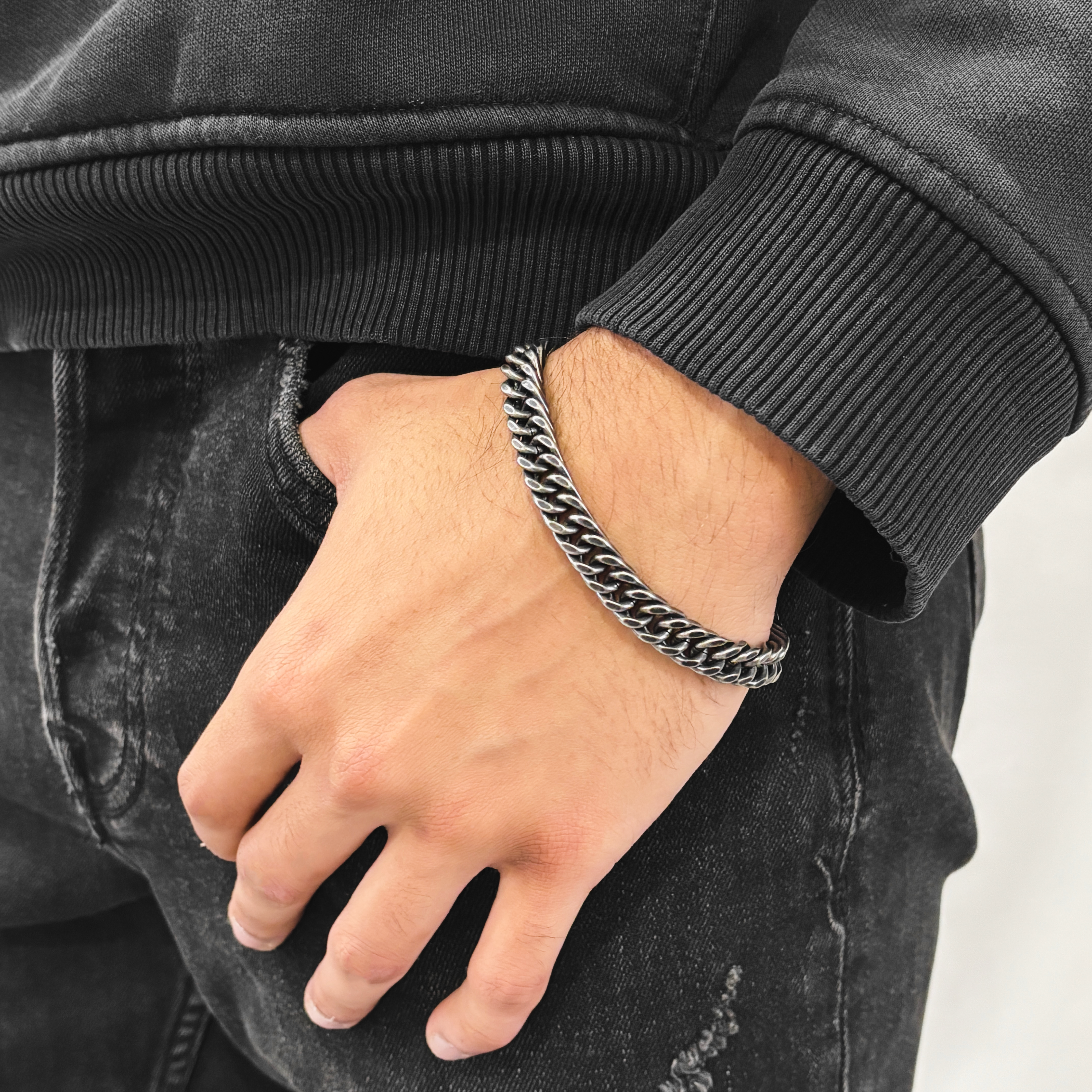 Obsidian Cuban Bracelet 7MM