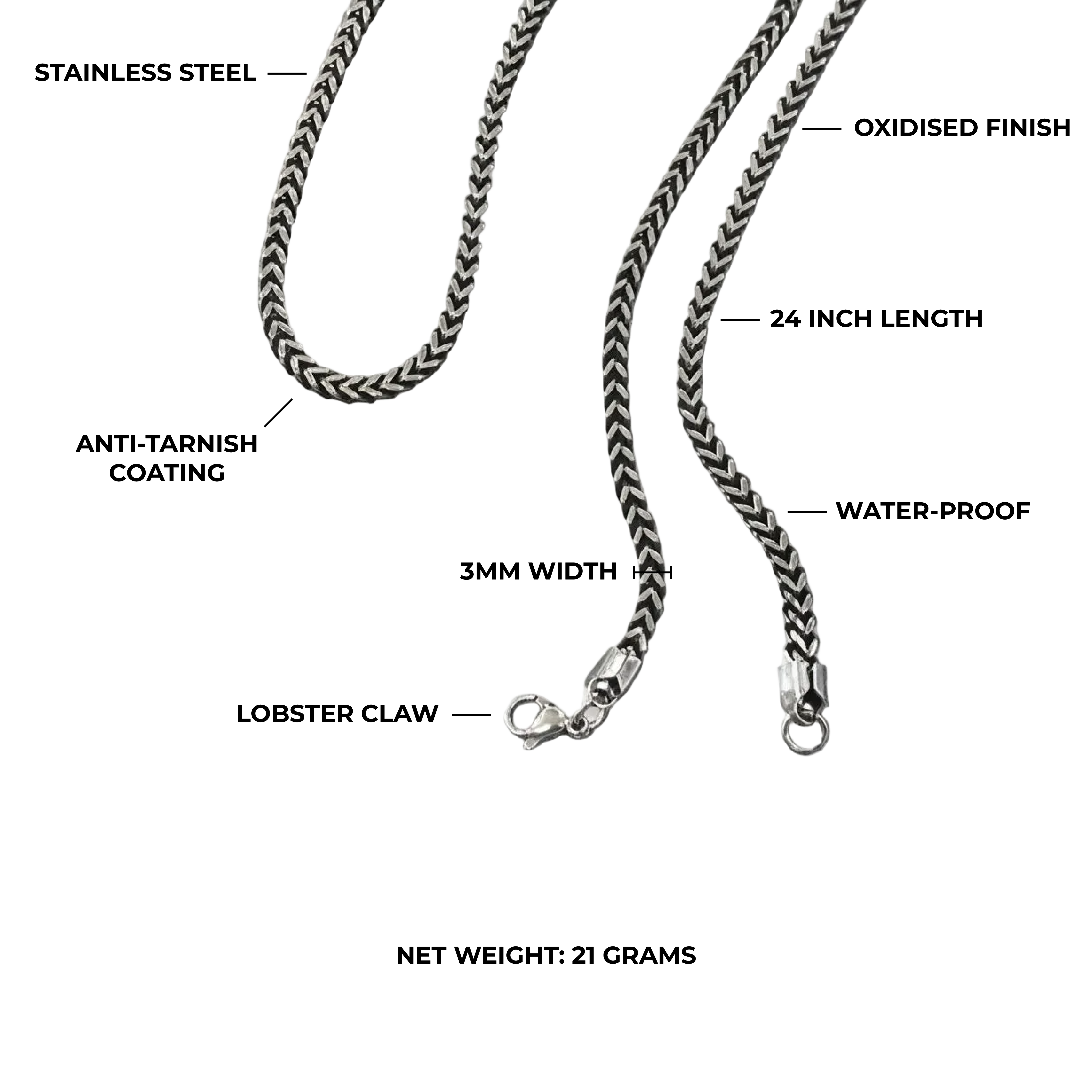 Obsidian Curb Chain 3MM