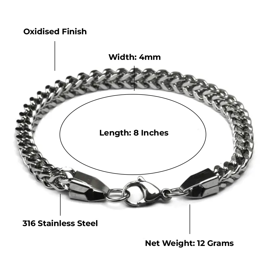 Obsidian Curb Bracelet 4MM
