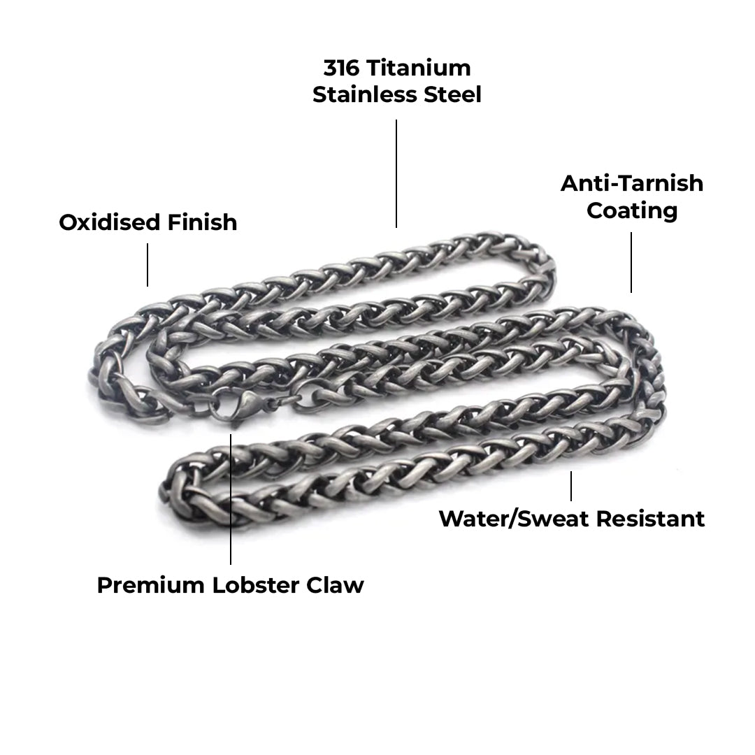 Obsidian Wheat Chain 4MM