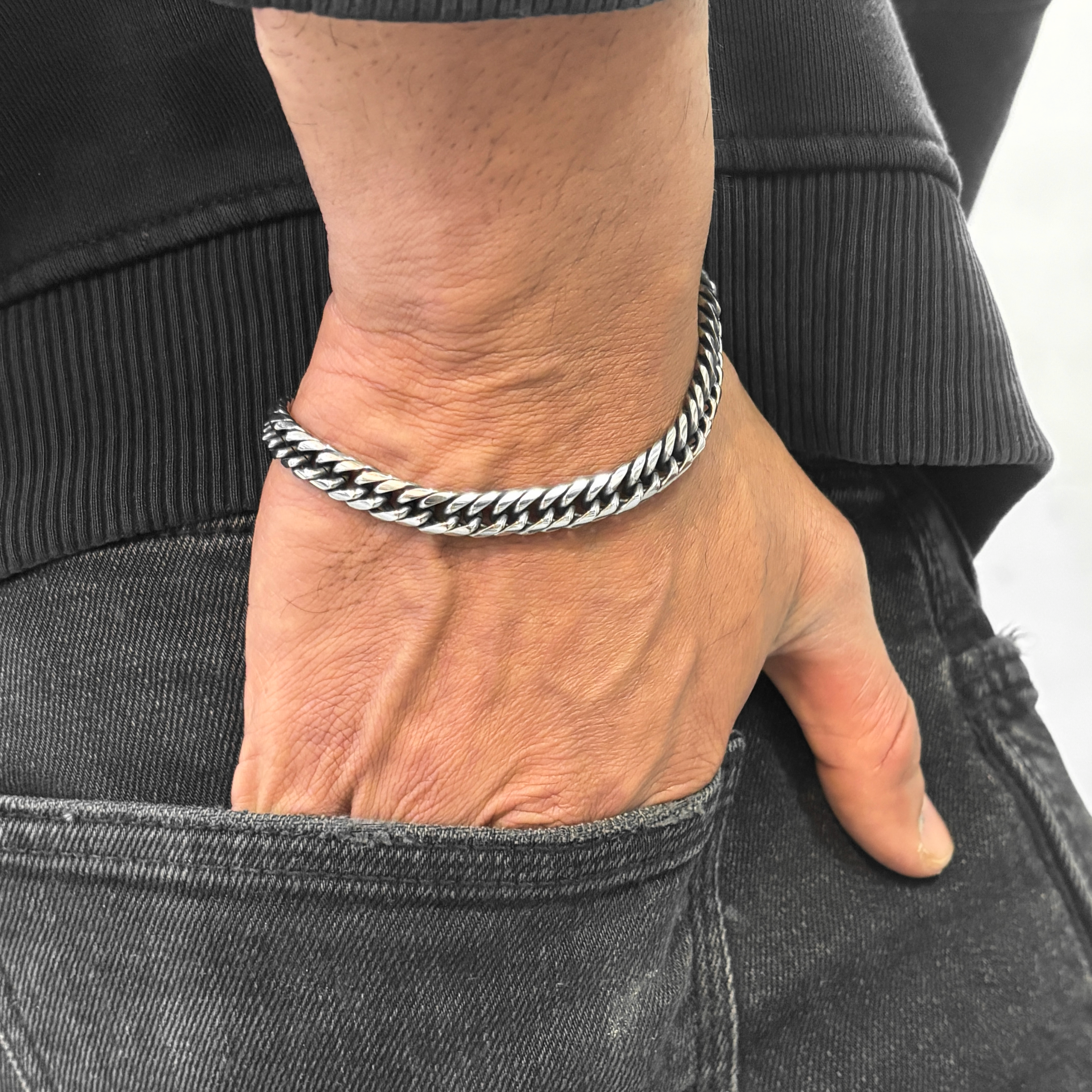 Oxidised Cuban Bracelet 7MM