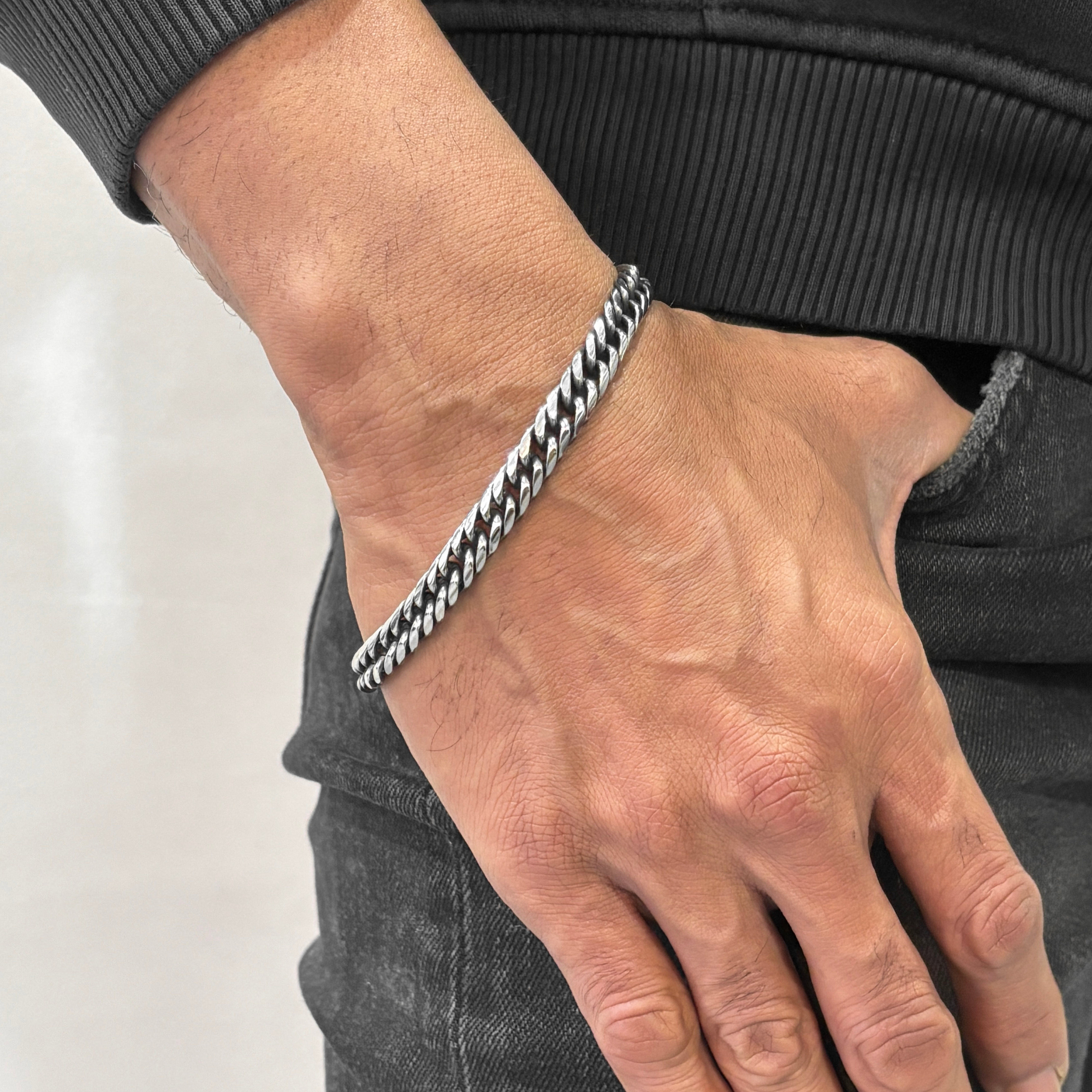 Oxidised Cuban Bracelet 7MM