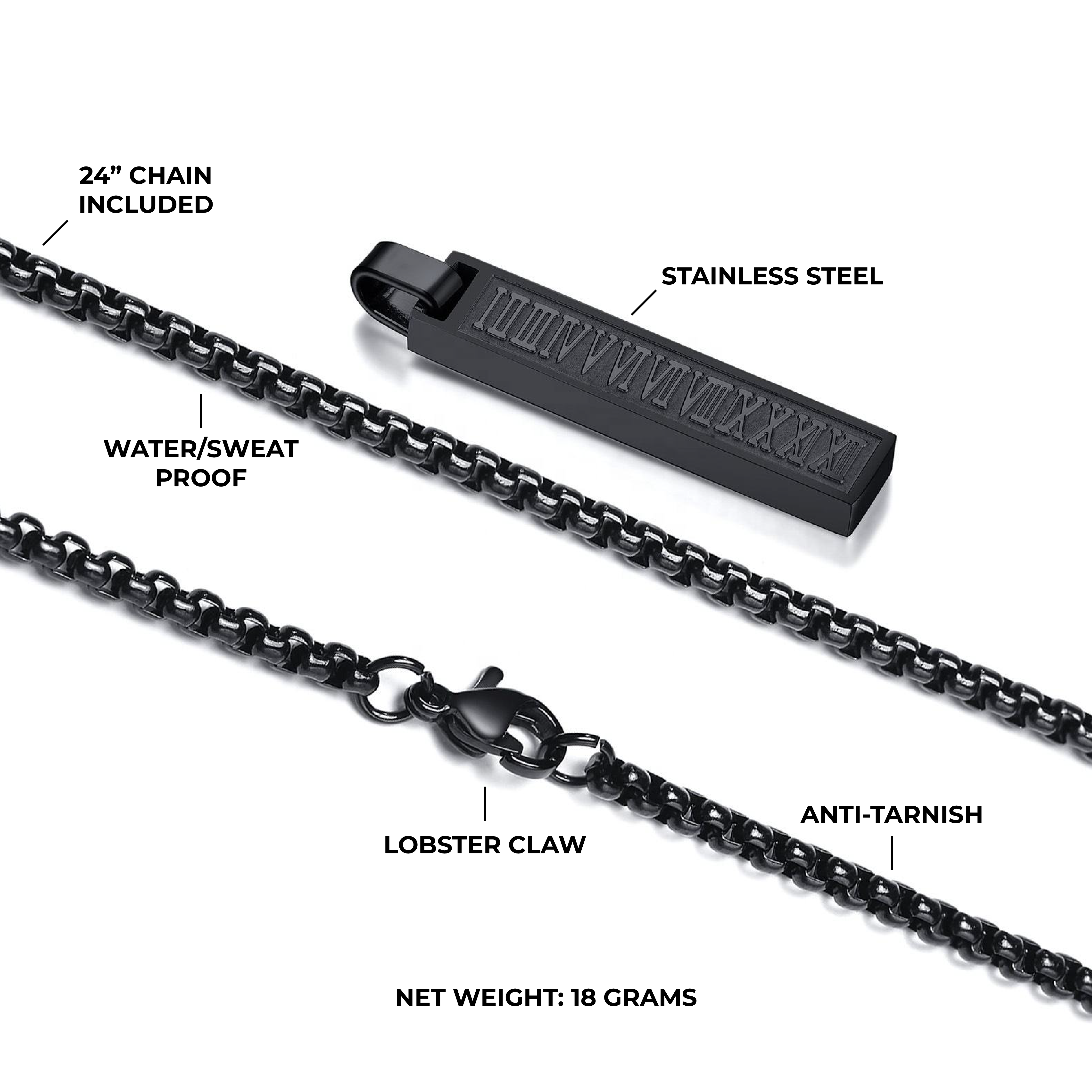 Roman Bar Pendant Black