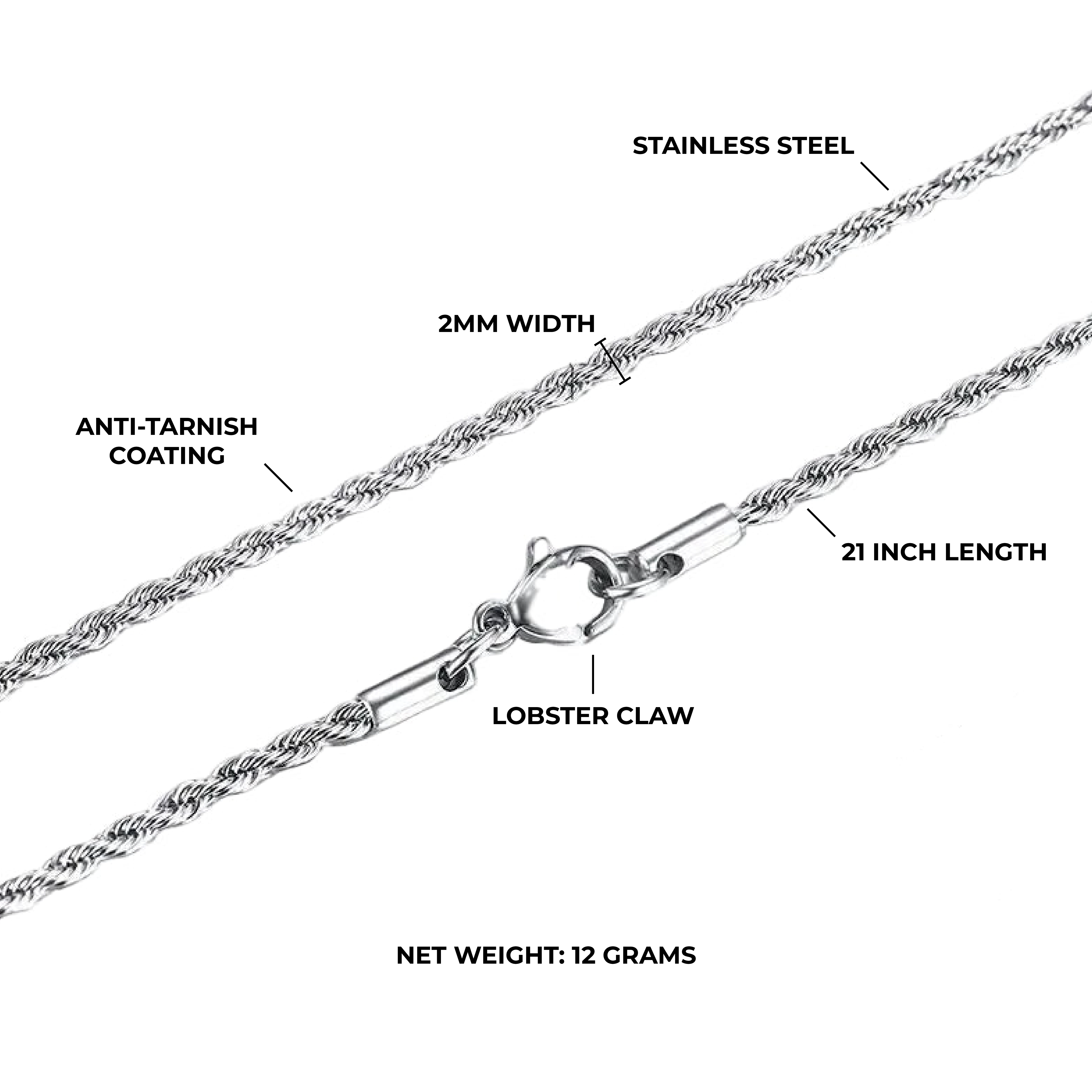 Twisted Rope Chain 2MM