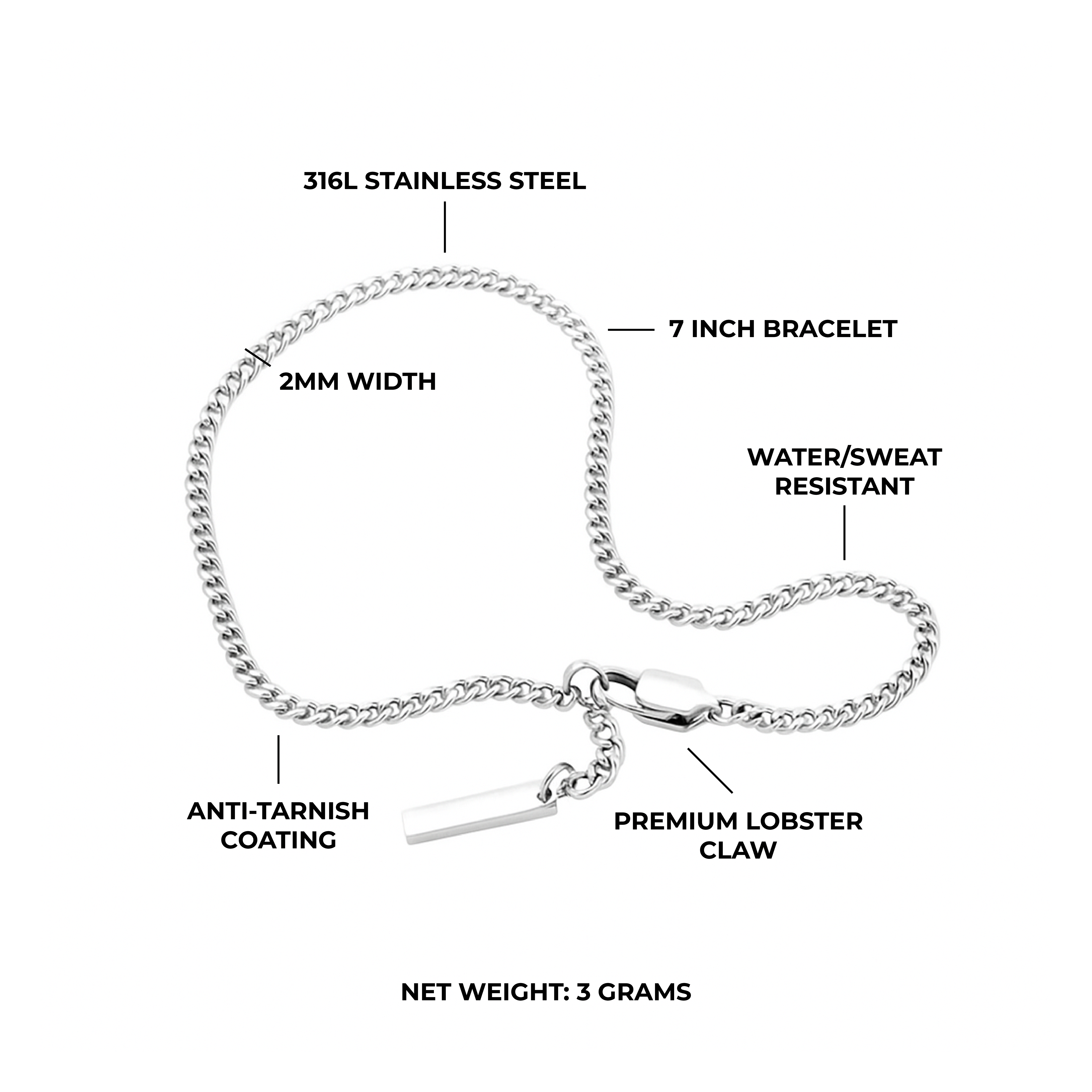 Curb Bracelet 2MM