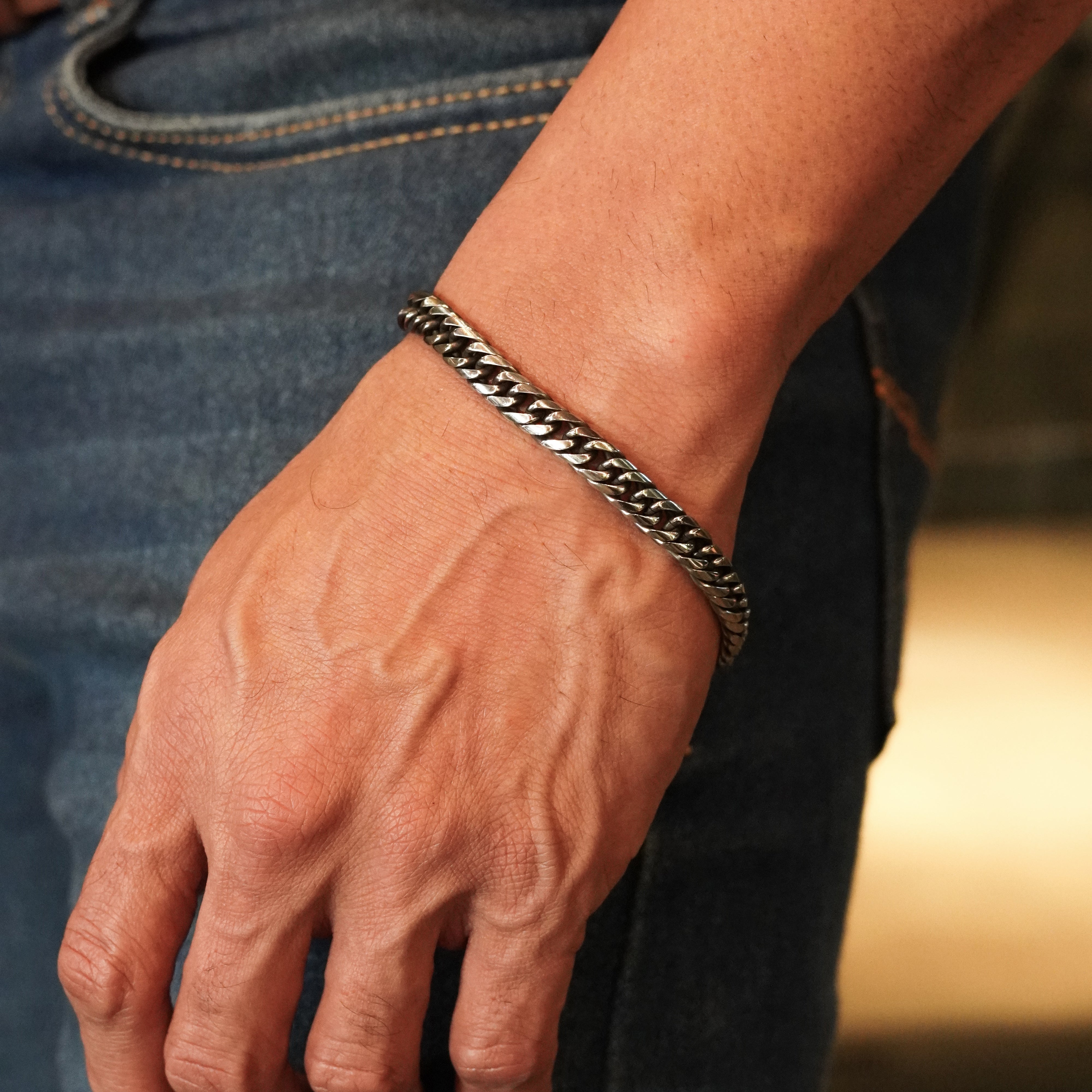 Oxidised Cuban Bracelet 7MM
